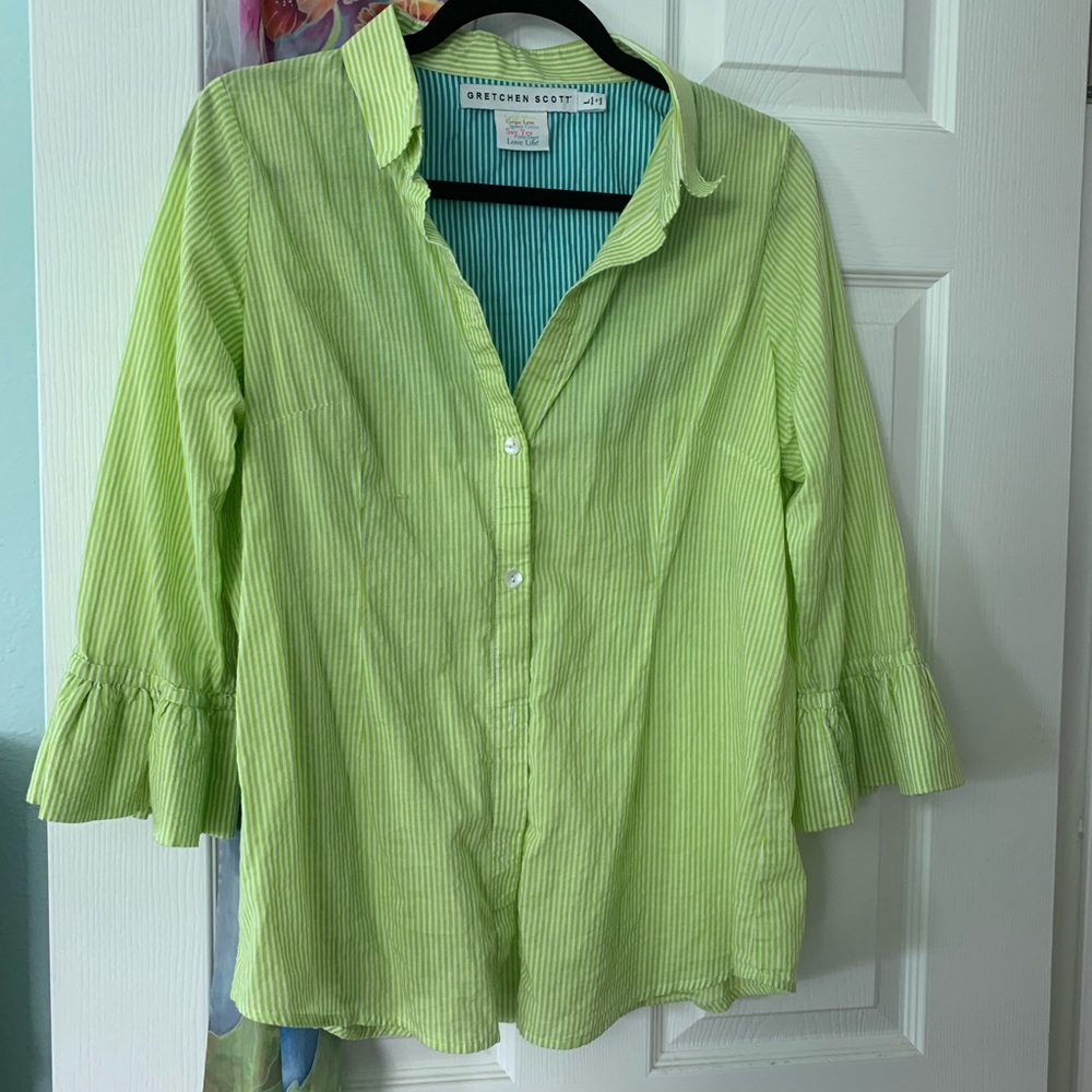 Gretchen Scott pinstripe blouse L